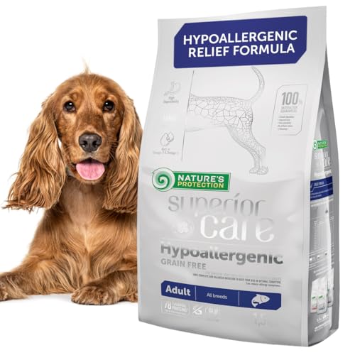 Nature's Protection Superior Care High-Protein Dry Dog Food – Hypoallergenic Dog Food with Salmon for Adult Sensitive Dogs – Omega 3 & 6 – Gentle Digestion, Healthy Skin & Coat (1.5kg)