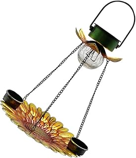 YARNOW Solar Bird Feeder Lampara Solar Para Exterior Outdoor Solar Light Outdoor Hanging Solar Lights Bird Food Container Hanging Bird Bath Bird Feeders Hanging Solar Light Feeder Yellow