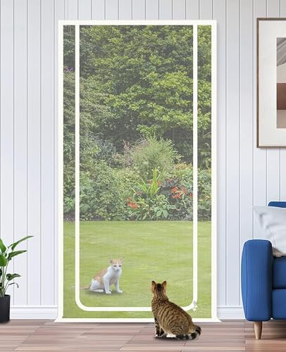 Porta For Gatti E Cani Di Piccola Taglia, Porta For Balcone For Soggiorno, Zanzariera, Gattaiola Spessa Con Cerniera, Gattaiola, Porta For Balcone For Soggiorno, Camera Da Letto, Terrazza, Bianco - 13