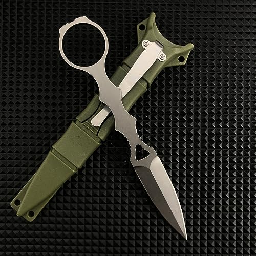 Generic TOOR SJ0001 6.7 Inch Small Tactical Edc Fixed Blade Knife,Socp Dagger 176Bk With Green Sheath,Boot Knife,440C Fixed Blade Pocket Knife With Pocket Clip,For Outdoor Survival Camping thumb #4
