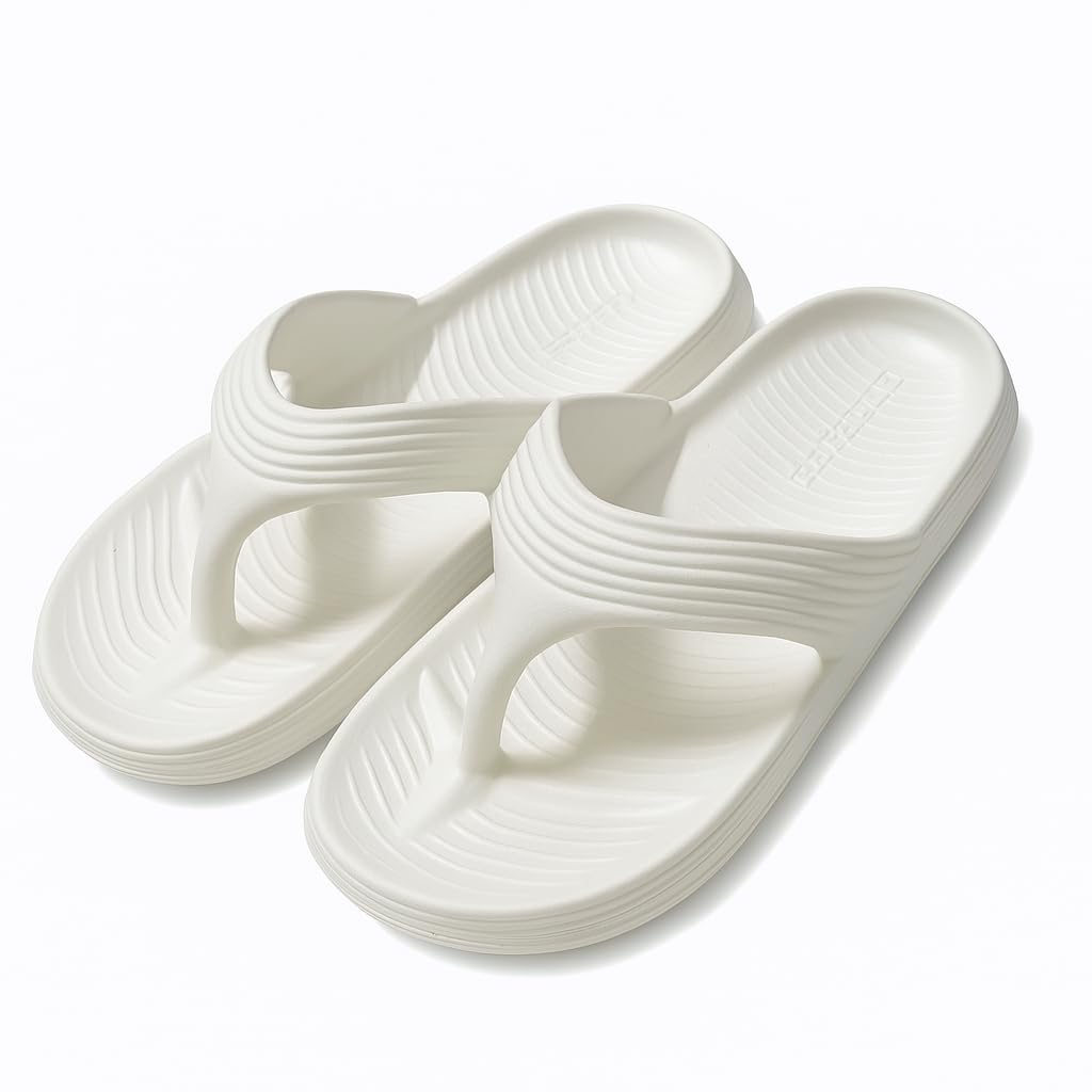 comfort plus Men's Waterproof Slippers, Lightweight Summer Casual Flip-Flops, White-picture-20