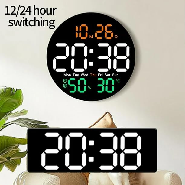Image of GHANU Large Digital Clock for Classroom, Digital Classroom Clocks for Teachers, 10 inch Round LED Clock with Large Display,Date, Countdown Timer, Remote Control, Temperature, Electric
