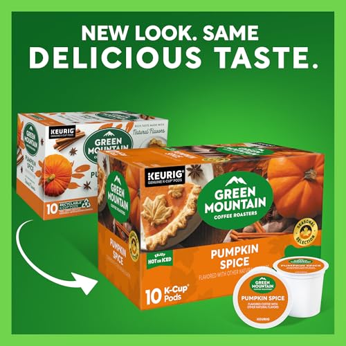 Image of Green Mountain Coffee Roasters Pumpkin Spice, Keurig Single-Serve K-Cup Pods, Light Roast Coffee, 60 Count (6 Packs of 10)
