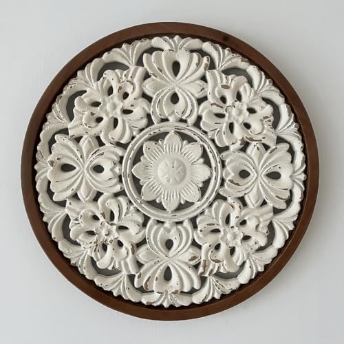 Modish Luxury Rustic Wooden Wall Art - 15 inch Medallion Wall Decor - Modern Farmhouse Wall Decor for Living Room