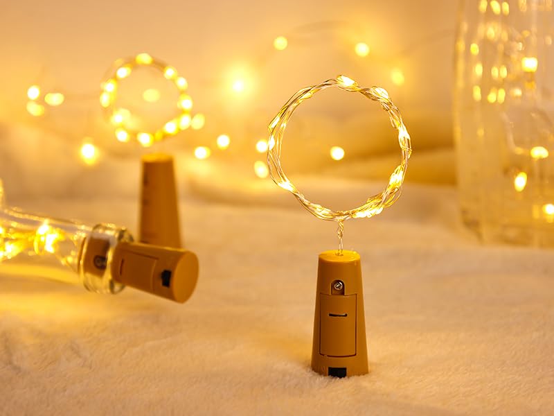Image of LED String Light - 3 Meter Warm White Copper Wire Fairy, Wine Bottle Cork, LED Cake Lights Battery Operated, Waterproof Decorative Lights for Home
