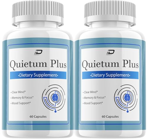 Quietum Plus Brain Supplement Capsules – All-Natural Maximum Strength Formula for Enhanced Memory and Focus Pills, QuietumPlus Support and Reviews (2 Pack – 120 Capsules)