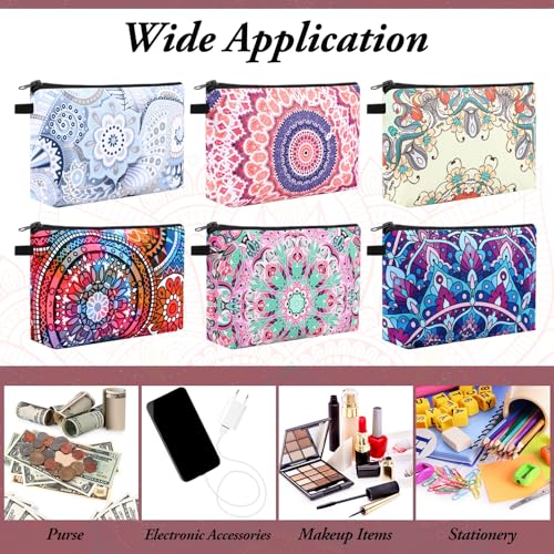 Kajaia 30 Pcs Makeup Bags Bulk Cosmetic Bag Graduation Gifts Mandala Flower Pouches Portable Zipper Makeup Pouch Waterproof Travel Toiletry Bag for Women Teacher Birthday Thanksgiving Christmas Gifts3