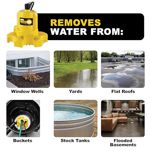 Image of WAYNE - WaterBUG 1 /6 HP 1350 GPH Submersible Pump with Multi-Flo Technology - Water Removal and Transfer Pump, Yellow