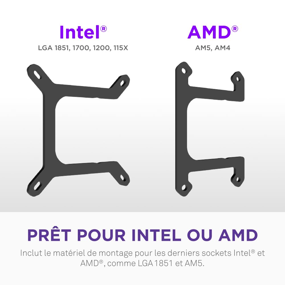 NZXT Kraken Core 240 RGB - Refroidisseur liquide AIO CPU - Radiateur 240 mm - Ventilateur monobloc 240 mm - Compatible Intel® LGA 1851/1700/1200/115X & AMD® AM5/AM4 - Noir