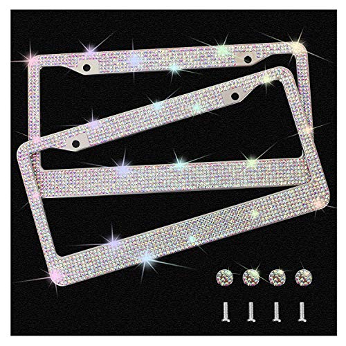 Bling License Plate Frames With High End Ribbon Gift Box,2 Pack Rhinestone License Plate Frame,Handcrafted Crystal Premium Stainless Steel Bling License Plate Frame For Women,Party,Birthday,Xmas Gift #TOP2