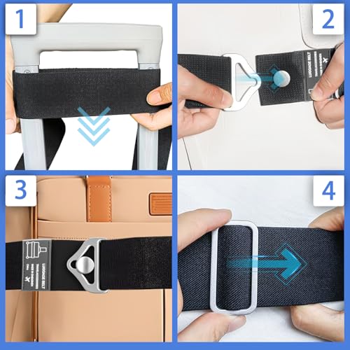 Image of Luggage Straps,Travel Belt for Luggage,Adjustable Suitcase Belts,2-in-1 Elastic Luggage Belt Bag Bungee,Hands-Free for Airport,Trip,Travel Essential Accessories,Easy to Use