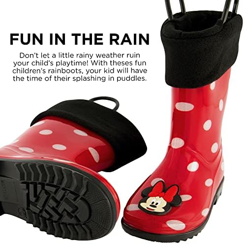 Disney Girls Minnie Mouse Toddler Rain Boots with Soft Removable Liner Snow, 7 | Image 3