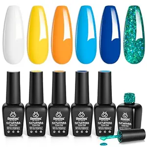  Set, 6 Colors Yellow White Orange Blue   Kit | Glitter Green Nail  Soak Off Nail Lamp Nail Art Manicure DIY Home Salon Gifts for Women