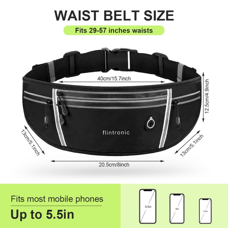 Running Belt, Ultra Slim Money Belt Running Bag, Lightweight Fanny Pack Multi-pocket Bumbags, Waterproof Belt Bag with Headphone Hole, Adjustable Pouch for Workouts, Cycling, Walking & Travel - Unisex - Image 4