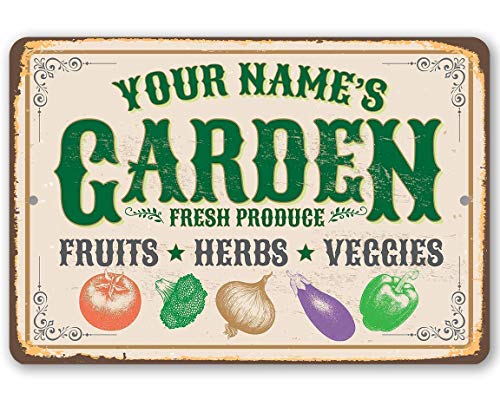 Personalized Garden Sign Decor - Custom Durable Metal Plaque - 8' x 12' or 12' x 18' Use Indoor/Outdoor - Great Gift for Gardeners & Decor for Back Yard & Patio Under $25