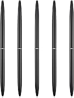 Vista 1 de 5 piezas de juego de bolígrafos de bola, bolígrafo metálico negro de tinta delgada, ligero y de escritura suave, para negocios, oficina, profesor