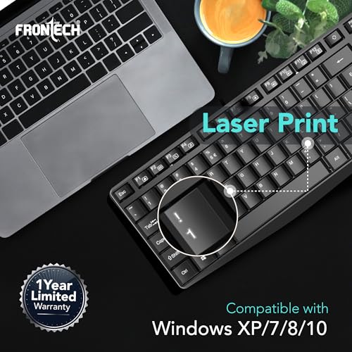 Image of FRONTECH PrecisionFlow USB Keyboard - Ergonomic Design & Silent Typing for Windows (FT-1671)