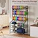 Portin 5 Tier Disc Golf Storage Rack, Disc Station Organizer with Hooks and wheels, Disc Golf Shelf for Storing Sports Equipment Accessories, Disc Golf Bag Basket Organizers for Home Garage Basement