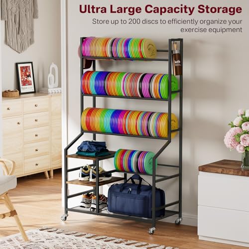 Image of Portin Disc Golf Storage Rack with Wheels, 5 Tier Disc Station Organizer