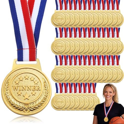 Quelay Gold Winner Award Medals 2 Inch 1st, 48 Pieces, Winner Style
