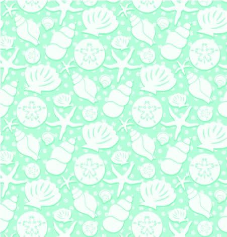 Seashells Aqua Wrapping Paper Roll 24 Inches X 15 Feet Long