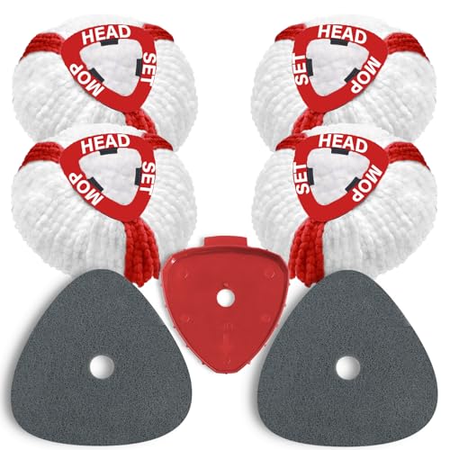 7 Pack Wischmopp Ersatzbezug für Turbo Mop Wischmop Wischer Ersatzköpfe und Bodenwischer mit 4 Mikrofaser Moppköpfe&2 Sponge Bürste&1 Anschlussstück für Küche Badezimmer Glas