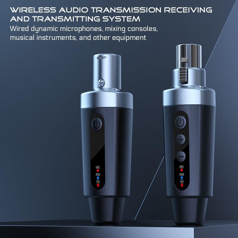 Convertidor de micrófono inalámbrico 2.4G, sistema transmisor y receptor XLR para micrófonos dinámicos, rango de 50M, soporte de 48V, recargable por USB, interfaz metálica (1 en 1) miniatura 6