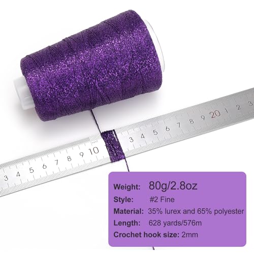 Image of Metallic Crochet Thread, 80g Lurex Yarn for Charms(Purple)