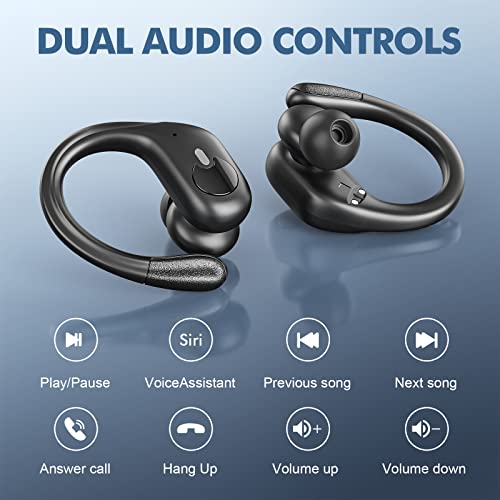 Wireless Earbuds Bluetooth Headphones 80Hrs Playback With Led Diaplay Wireless Charging Case Noise Cancelling Ear Buds With Earhooks, Ipx7 Waterproof Over Ear Earphones For Sports Running Workout #TOP6