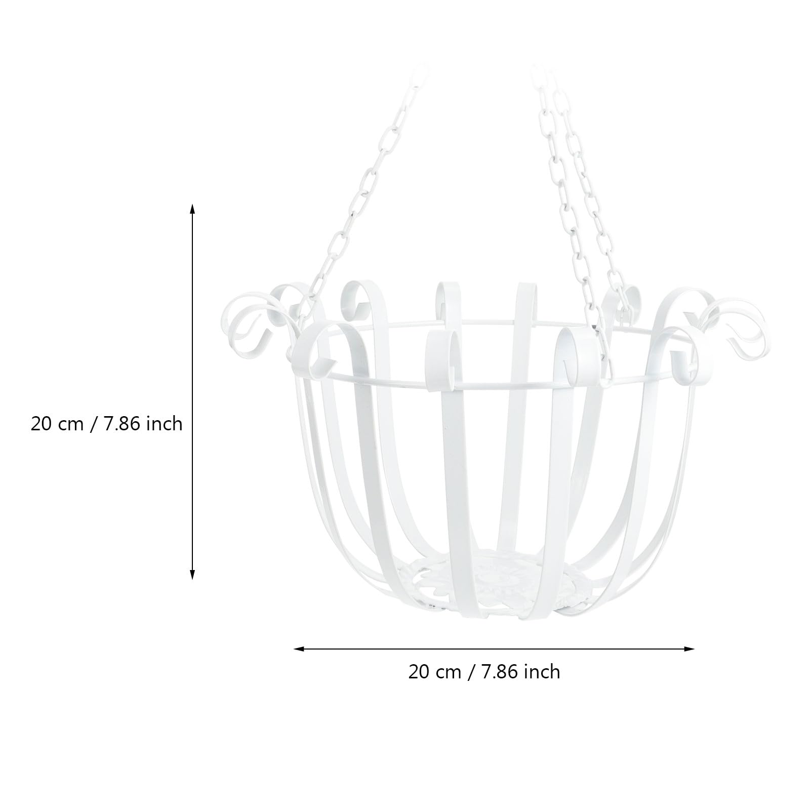 TOYANDONA Cesto Sospeso in Ferro Battuto Bianco per Vasi da Fiori da Parete, Fioriera Decorativa da Interno ed Esterno per Balcone e Cucina, Ornamento Sospeso per Arredamento Casa
