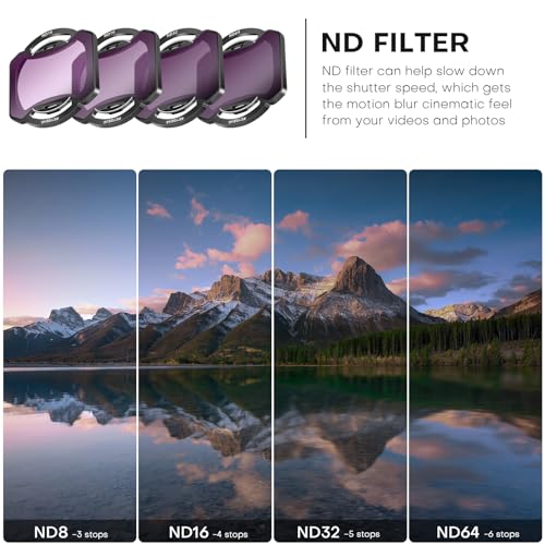 REYGEAK Conjunto de filtros Avata 2 ND, pacote com 4 filtros ND8 ND16 ND32 ND64 compatível com DJI-A