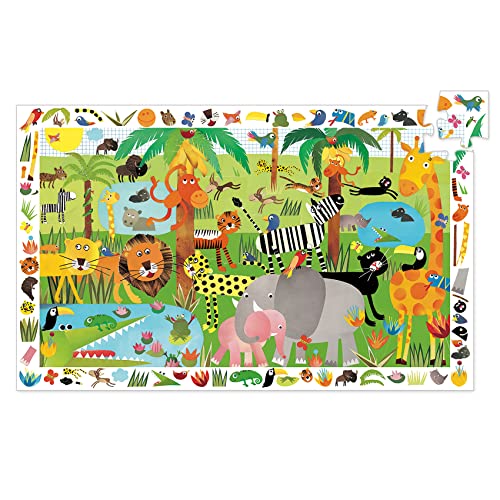 DJECO Puzzle d'Observation Jungle 35 Pièces - Enfants dès 3 Ans - Découverte des Animaux -...