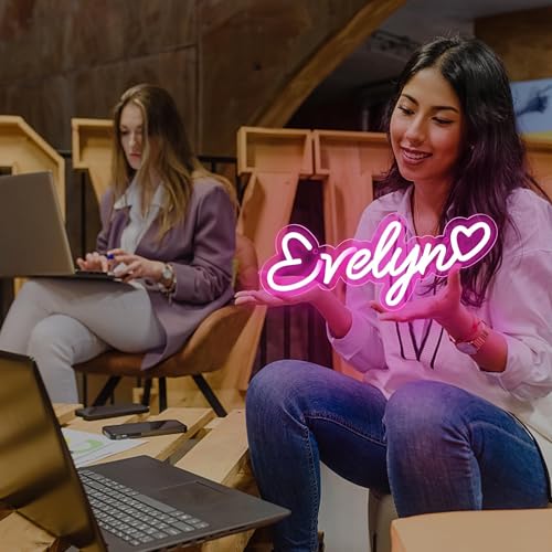 Image of Evelyn Name Neon Sign,LED Evelyn Name Neon Light for Kids Bedroom,Birthday Party Evelyn Decoration,Neon Sign Customizable for Wall Decor,Birthday Name Decor for Girl,Size 13.4 * 5.5 inches(D087)