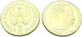 Historische 5 Mark Goldmünze Paul von Hindenburg Deutsches Reich 1847 bis 1934
