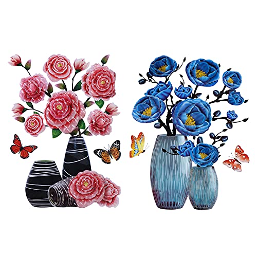 ❀❀ Vaso per Piante Adesivi Murali 3D: Le adesivi murali 3D sono design tridimensionale. I fiori sugli adesivi hanno due o tre strati, sembrano più vivaci degli adesivi piatti.