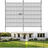 10 Panels No Dig Decorative Outdoor Garden Fence with Gate for Yard, 40 in(H) X 23.6 ft(L) Animal Barrier Fencing Rustproof Metal Wire Panel Border for Dog, Rabbits, and Patio Temporary Ground Stakes