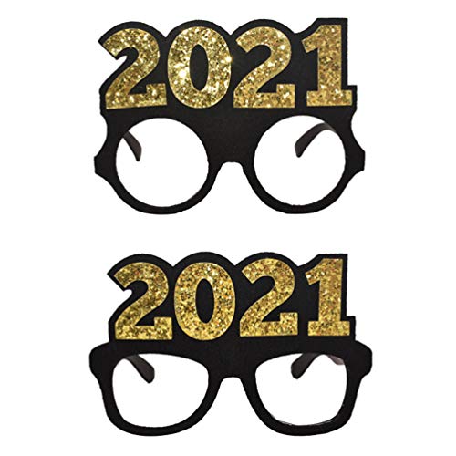 Amosfun 2021 Ã“culos de Glitter Ano Novo Ã“culos de Festa de Véspera Quadro Engraçado Partido Ã“culo