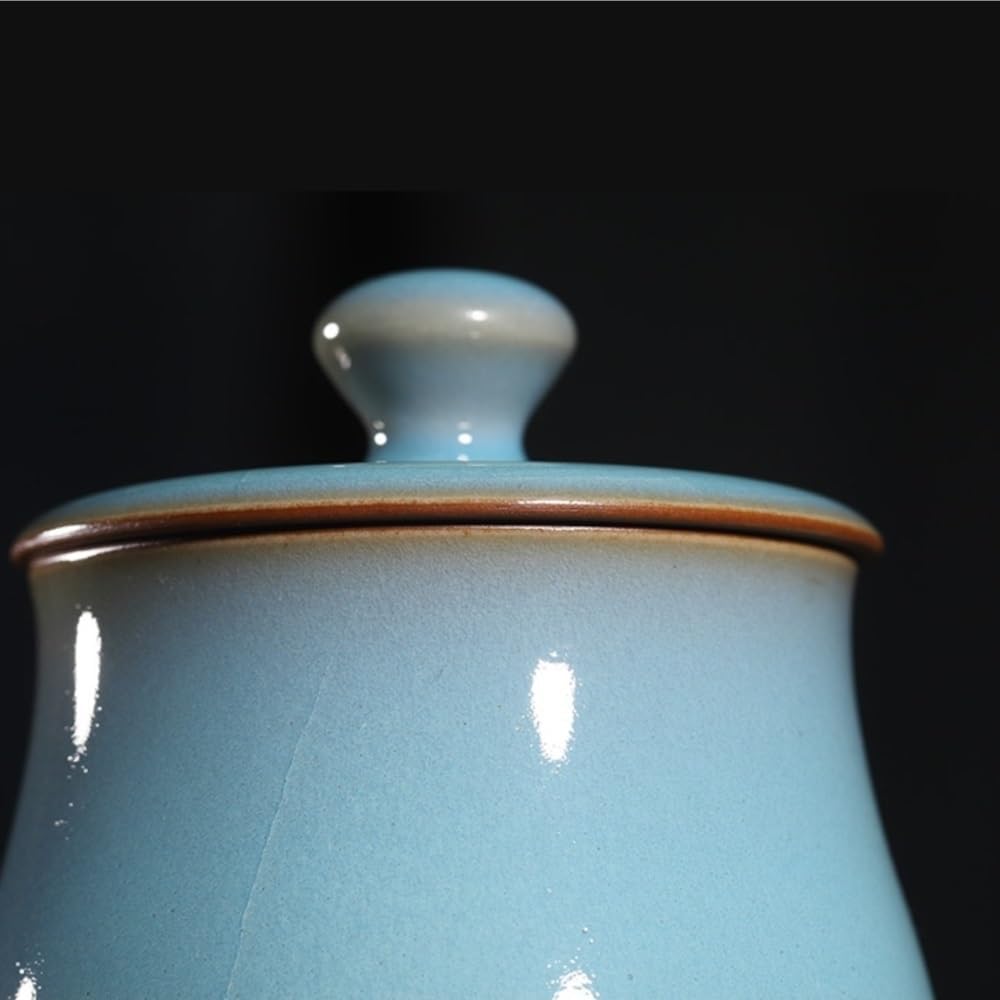 SONGCHAO Sugar Jar Purely Handmade Bulk Tea Storage Container Jar Ceramic Small Sealed Retro Chinese Handicraft Ornaments Single Tea Canister
