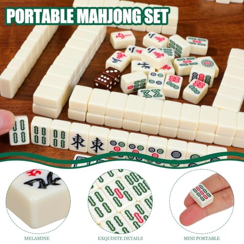 Set de Fichas de Mahjong Chino Portátil Mini de Viaje miniatura 5