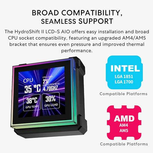 Image of Lian Li HydroShift II LCD-S-360 CL-Liquid CPU Cooler-Black-HS2LCDS36CB