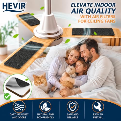 Image of Ceiling Fan Filters for Blades, Activated Coconut Shell Carbon Air Purifier Pads, Unscented Dust, Smoke, Odor & Allergen Capture, Self-Adhesive Air Filters for Household Ceiling Fans (Pack of 3)