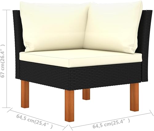 Miniatura 2 de 2-Piece Modern Corner Sofa Set in Black, Modular Design with Durable PE Rattan and Comfortable Polyester Cushions for Indoor and Outdoor Seating,
