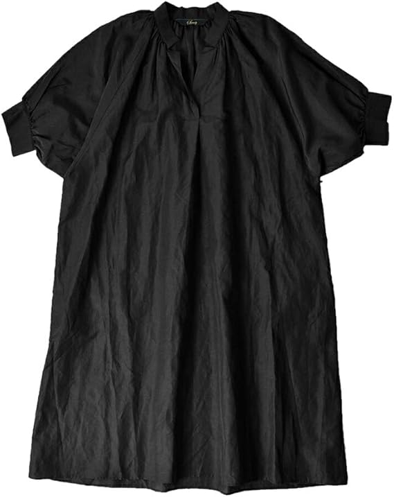 Amazon Co Jp スカディ Squady キュプラリネンスキッパーカラーロングワンピース 2 ブラック 510 1173 2 Blk 服 ファッション小物