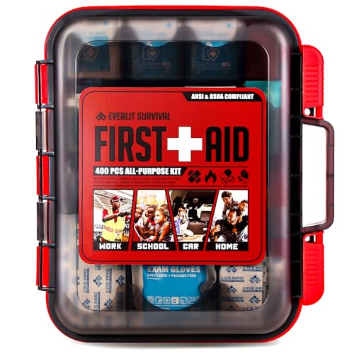 EVERLIT 400 Pcs OSHA/ANSI Compliant First Aid Kit Type III Class A Medical Kit Professional Med Kit Supplies for Contractors, Warehouse, Office, School, Home, Disaster, Car, Business, Restaurant