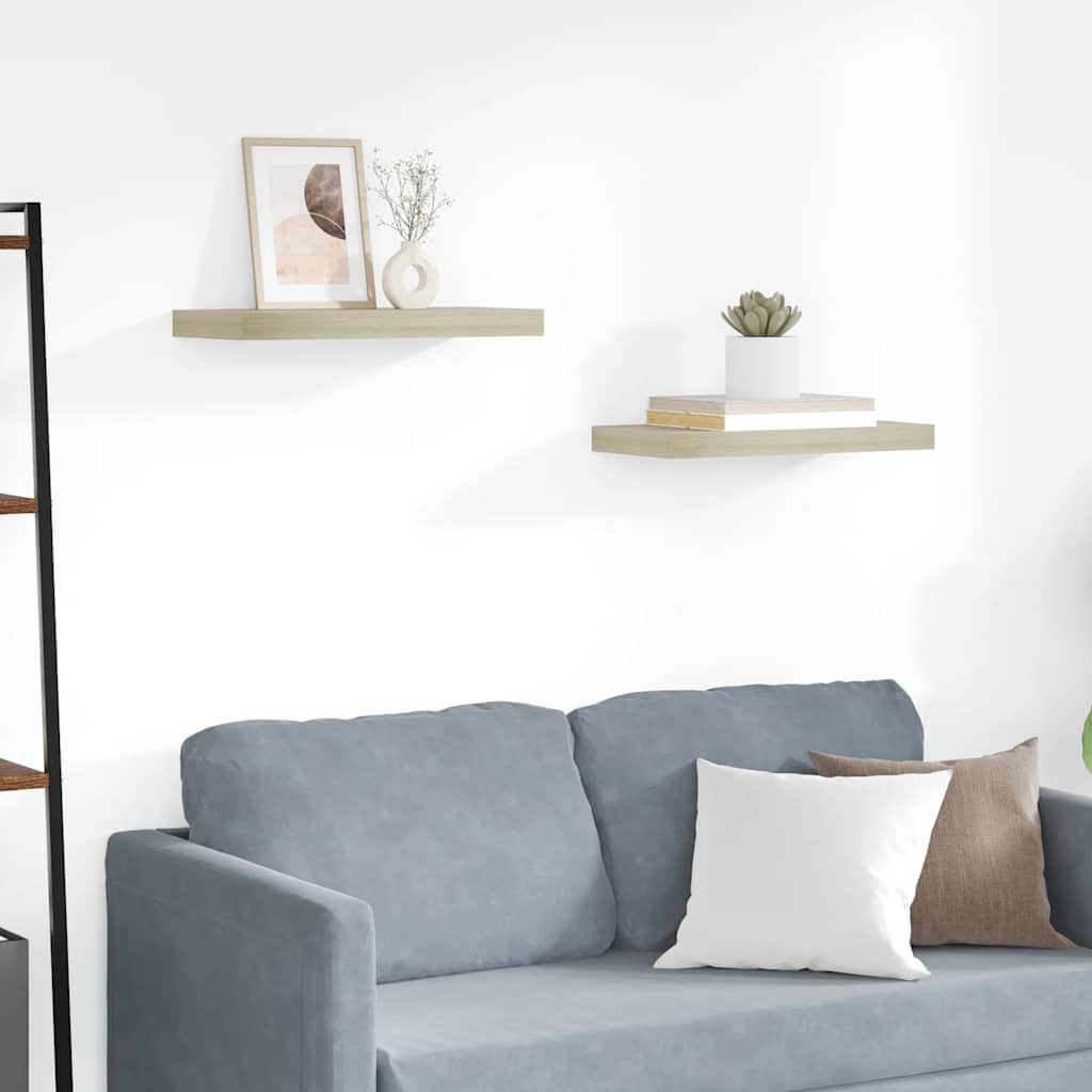 Juego de 2 estantes de pared flotantes de roble, 50 x 23 x 3,8 cm, marco metálico de madera de panal con soporte invisible, para sala de estar y dormitorio, estantes decorativos de pared