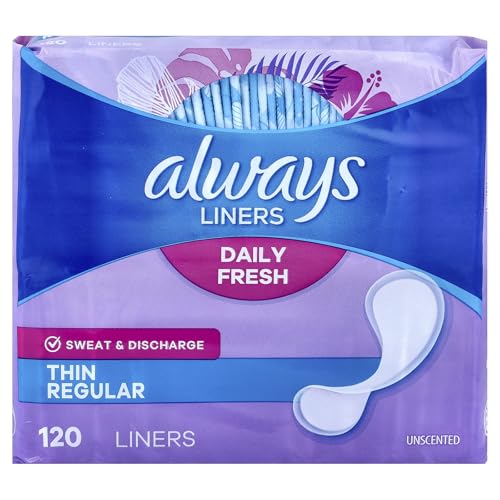 Product Image of the Always Thin Daily Liners, Regular Absorbency, Unscented, Wrapped, 120 Count -...