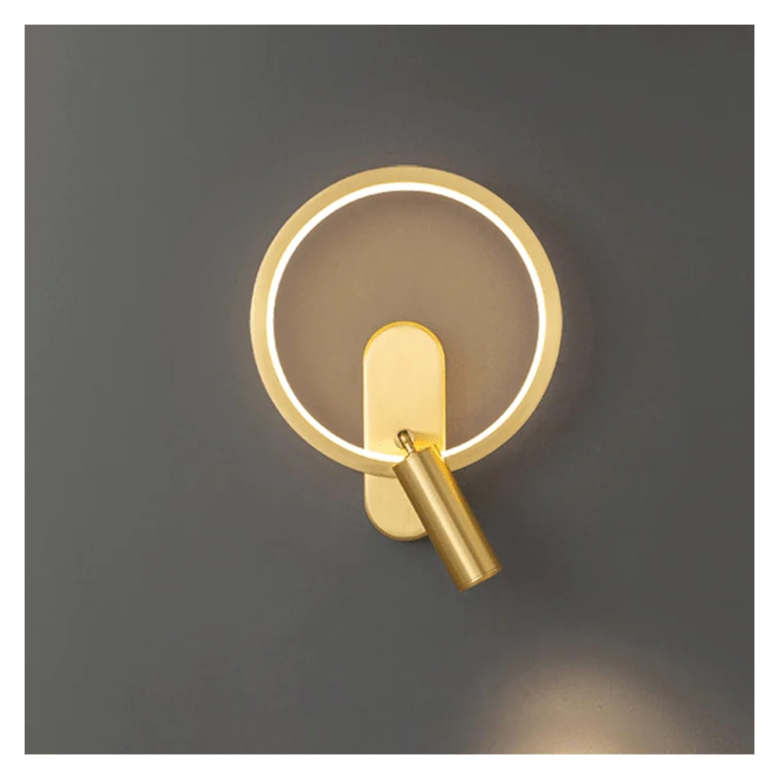 Olskfuh Gold Copper Bedside Wall Sconce With Rotatable Spotlight Luxury Round Wall Sconce Scandinavian Style Black Led Lights,