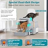 Stainless Steel Cat Litter Box with Lid, XL, Easy to Clean, Odour Control Stainless Steel Cat Litter Tray with Charcoal Filter, Dual-Door Configuration - Grey - Image 2
