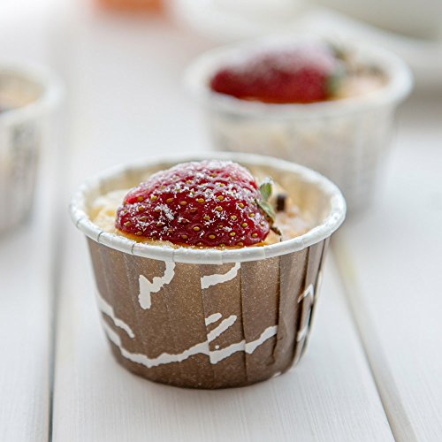 Restaurantware Panificio Pleated Baking Cups, 1 Oz Baking Cups - Muffins, Cupcakes, Mini Snacks - Brown Chocolate Wisp Print - Disposable - 200Ct Box #TOP2