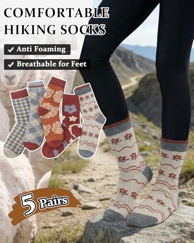 Image of Loritta Wool Socks for Women, Winter Warm Hiking Boot Socks Gifts